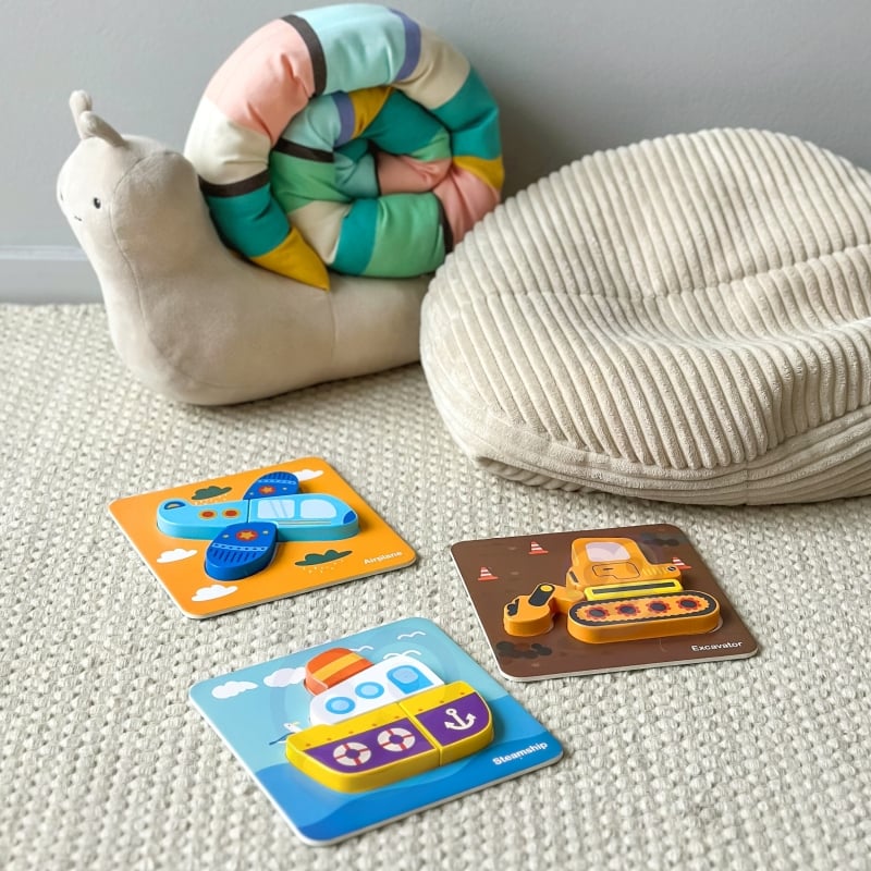 WOOPIE GREEN Układanka Drewniana Klocki Pojazdy Montessori FSC