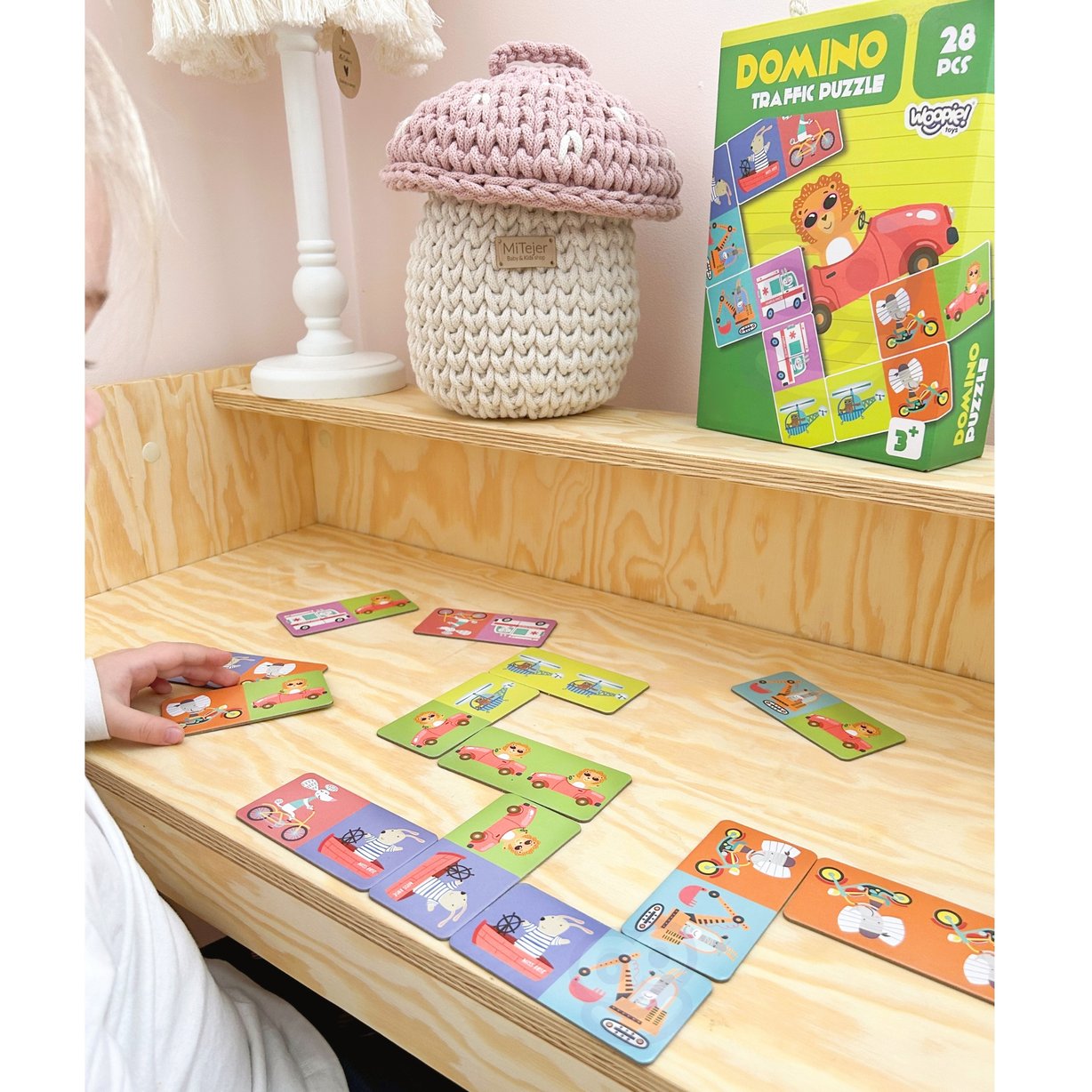 Gra Edukacyjna Transport Zwierzęta Puzzle Domino Montessori WOOPIE – zdjęcie 9