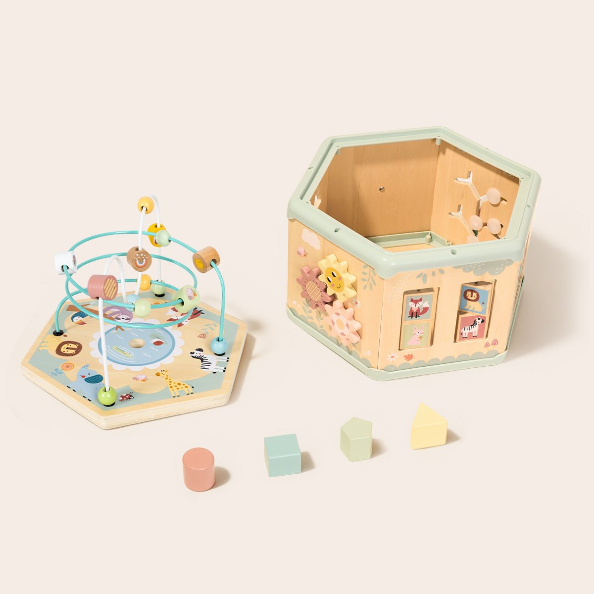 Interaktywny Drewniany Sześciokąt Montessori Otwierane Pudełko TOOKY TOY – zdjęcie 11