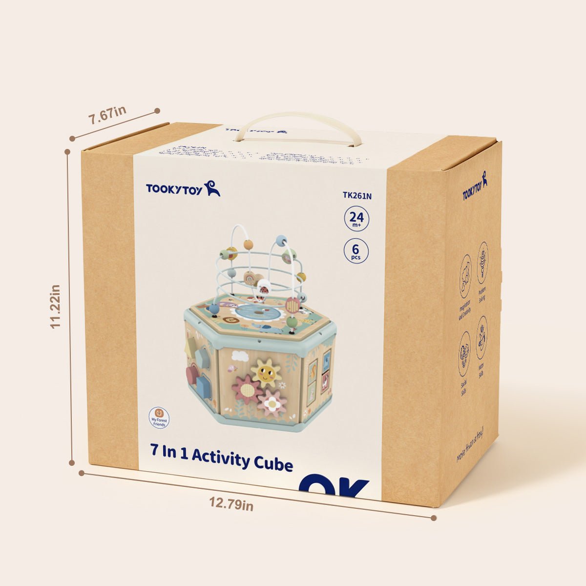 Interaktywny Drewniany Sześciokąt Montessori Otwierane Pudełko TOOKY TOY – zdjęcie 15