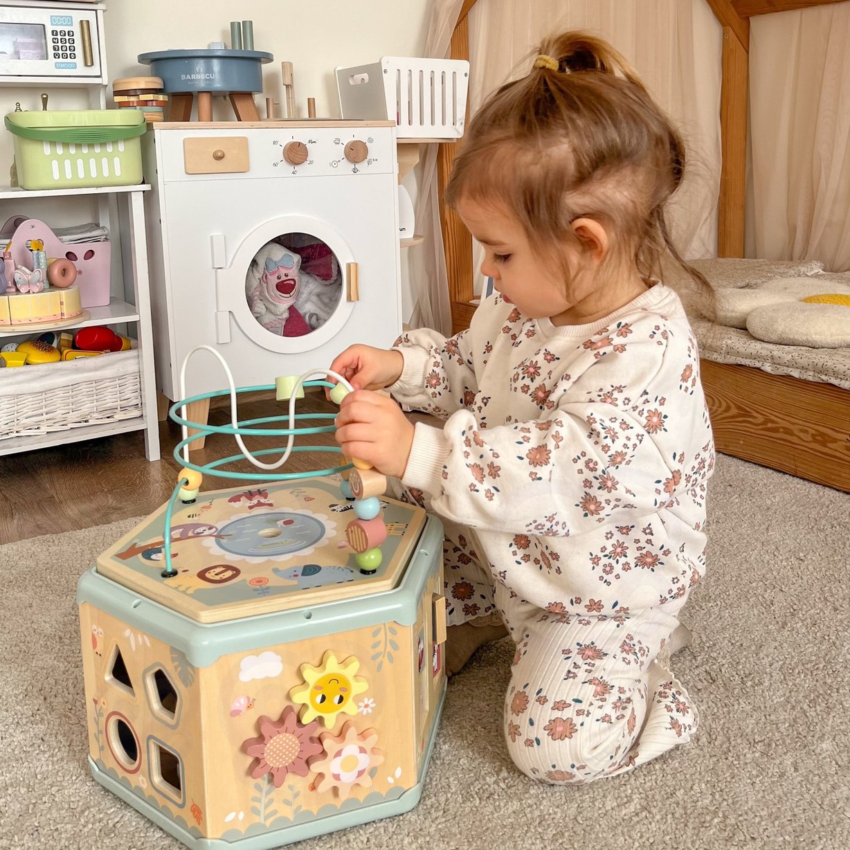 Interaktywny Drewniany Sześciokąt Montessori Otwierane Pudełko TOOKY TOY – zdjęcie 19