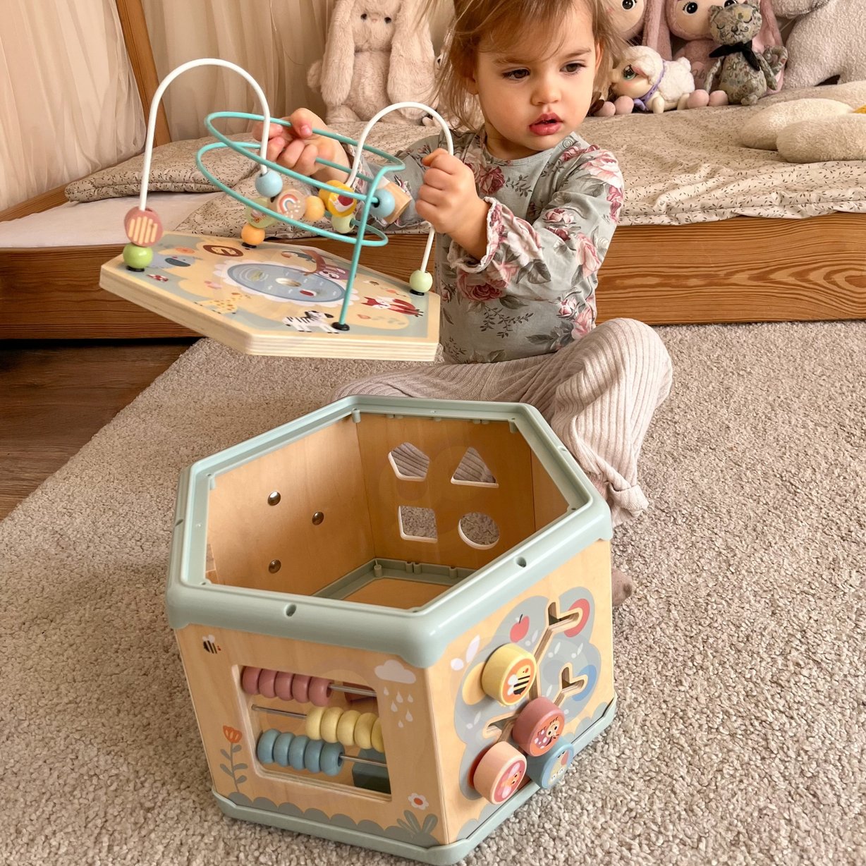 Interaktywny Drewniany Sześciokąt Montessori Otwierane Pudełko TOOKY TOY – zdjęcie 20