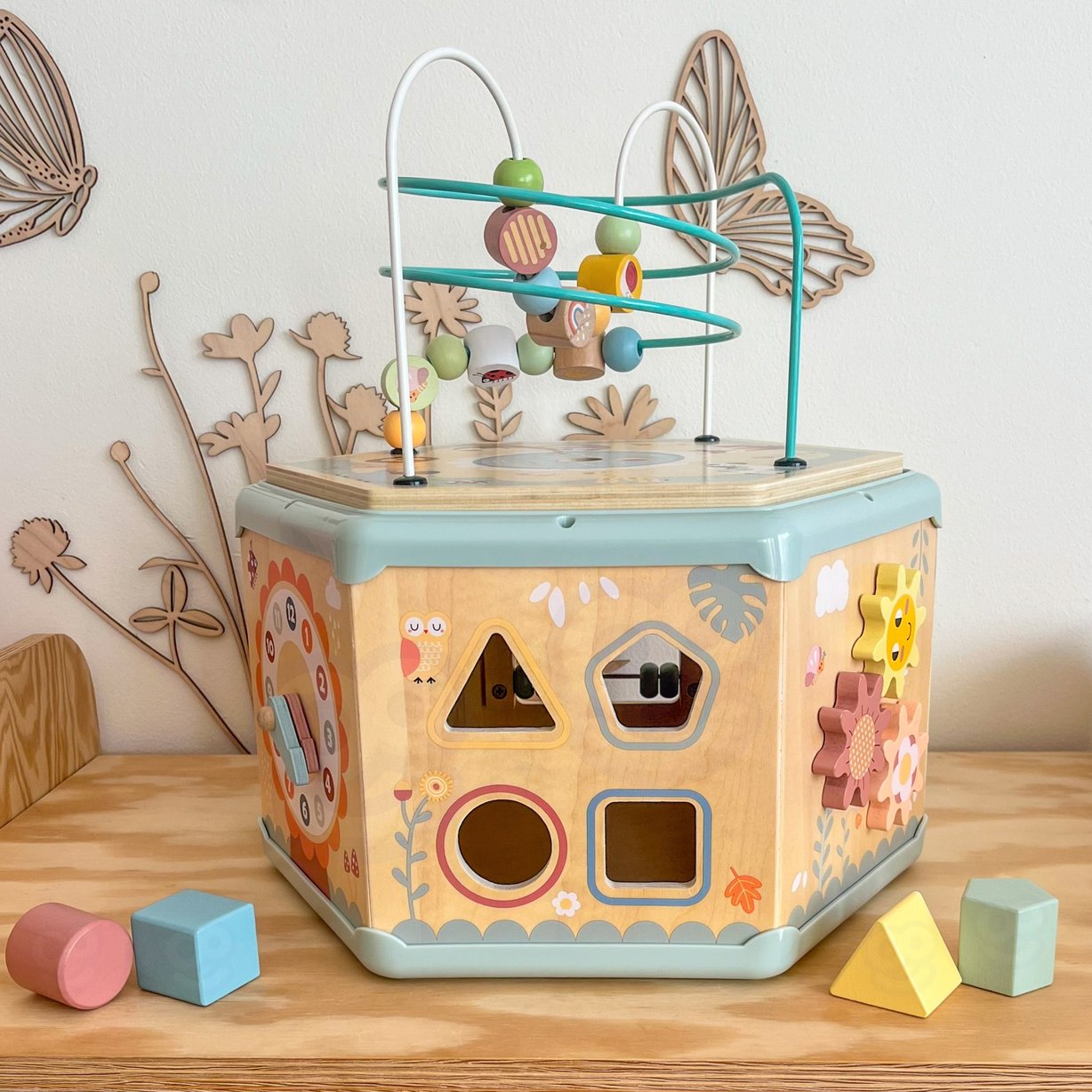 Interaktywny Drewniany Sześciokąt Montessori Otwierane Pudełko TOOKY TOY – zdjęcie 26