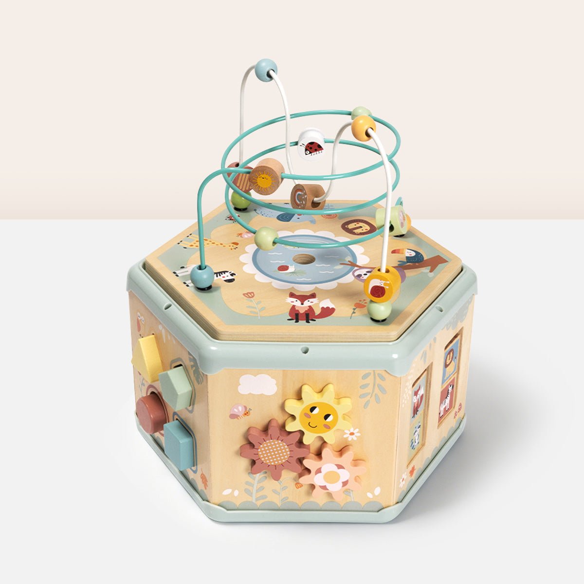 Interaktywny Drewniany Sześciokąt Montessori Otwierane Pudełko TOOKY TOY – zdjęcie 5