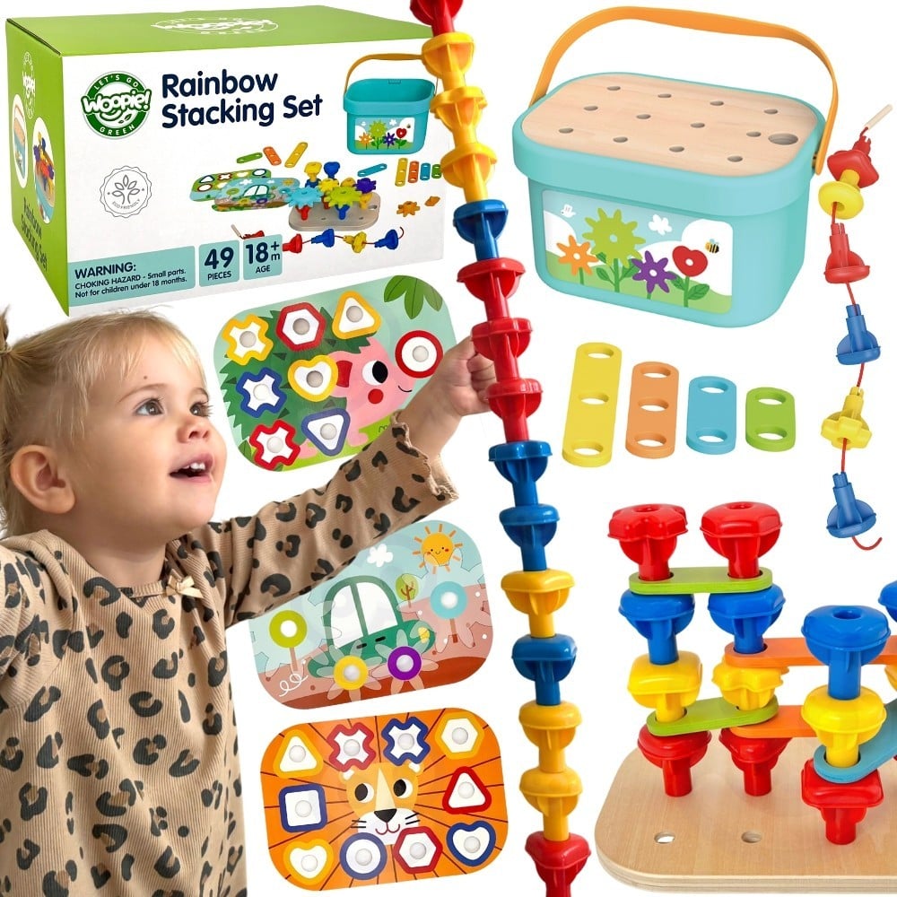 Konstrukcyjny BOX Motoryczny Montessori 12w1 FSC WOOPIE GREEN – zdjęcie 12