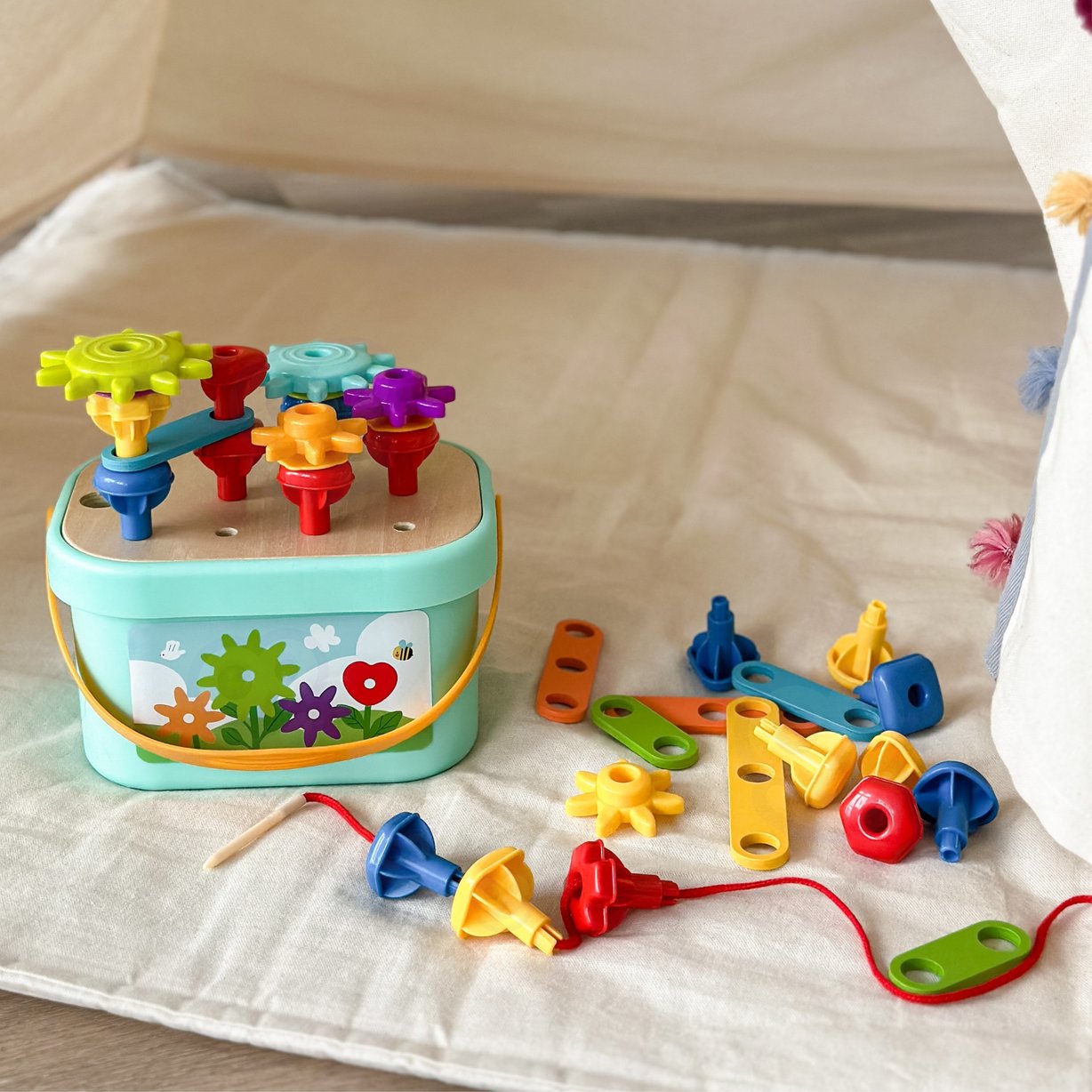 Konstrukcyjny BOX Motoryczny Montessori 12w1 FSC WOOPIE GREEN – zdjęcie 17