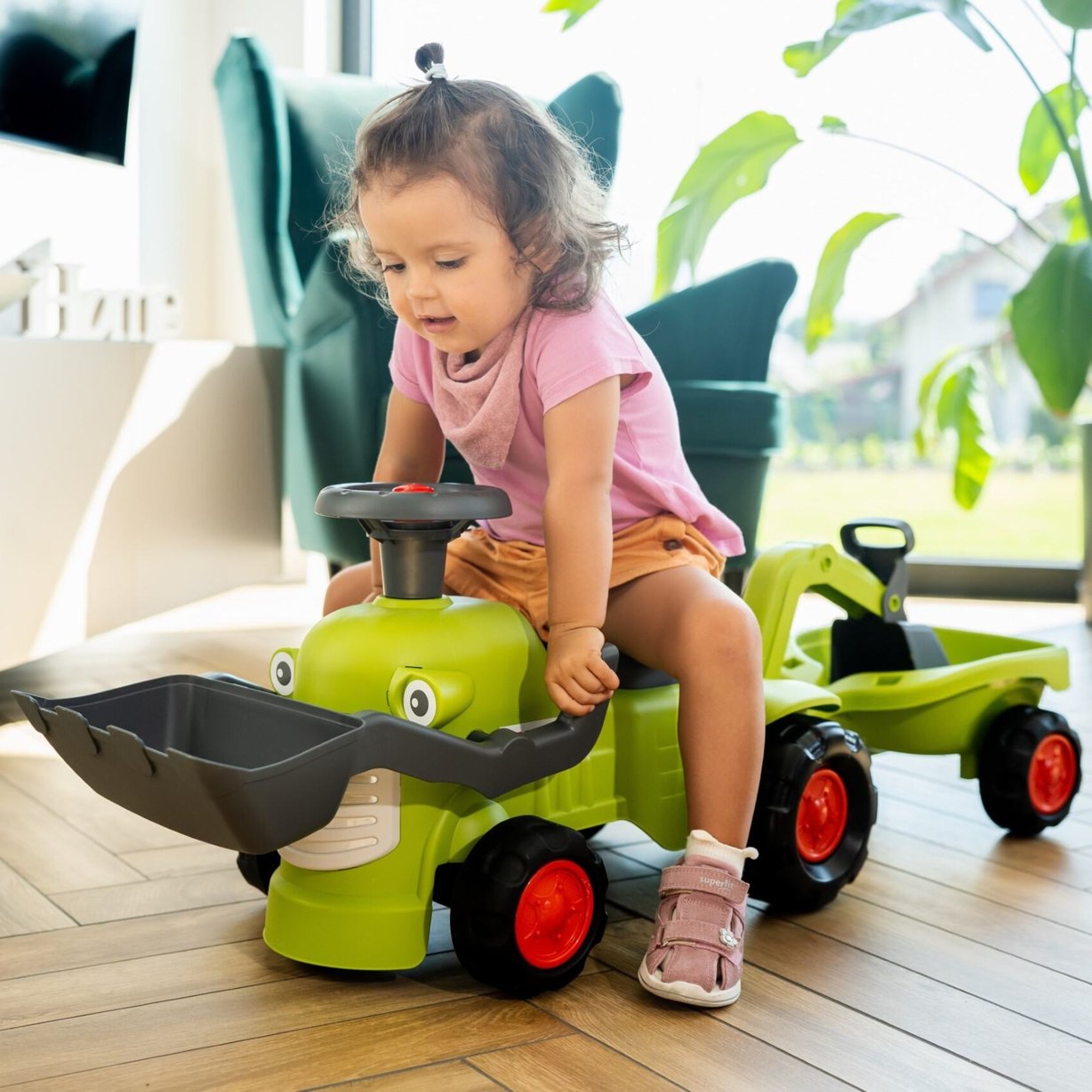 Traktorek Claas Jeździk z Przyczepką Ładowarką i Łyżką FALK – zdjęcie 12