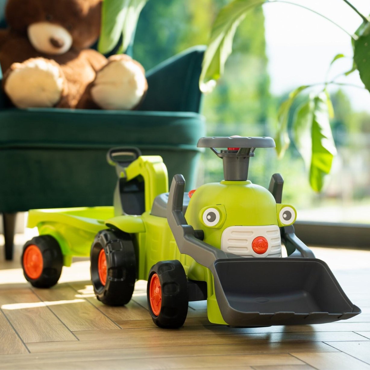 Traktorek Claas Jeździk z Przyczepką Ładowarką i Łyżką FALK – zdjęcie 15
