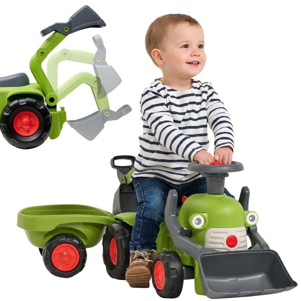 Traktorek Claas Jeździk z Przyczepką Ładowarką i Łyżką FALK – zdjęcie 7