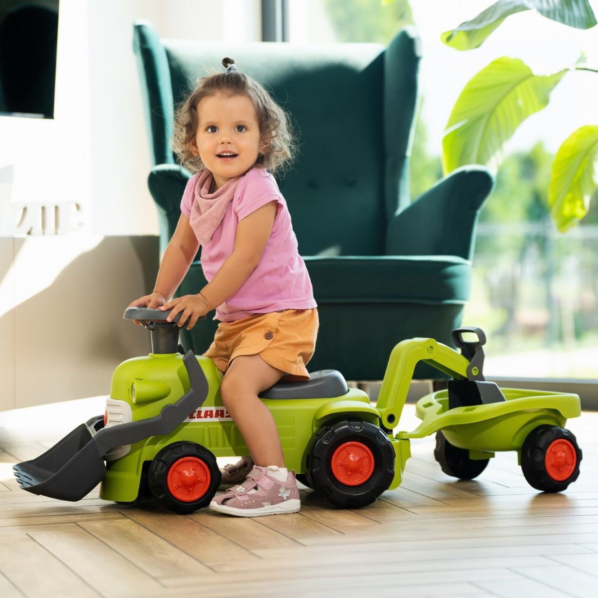 Traktorek Claas Jeździk z Przyczepką Ładowarką i Łyżką FALK – zdjęcie 8