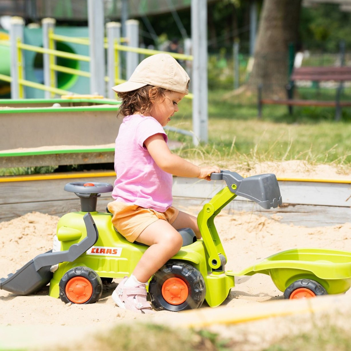 Traktorek Claas Jeździk z Przyczepką Ładowarką i Łyżką FALK – zdjęcie 10