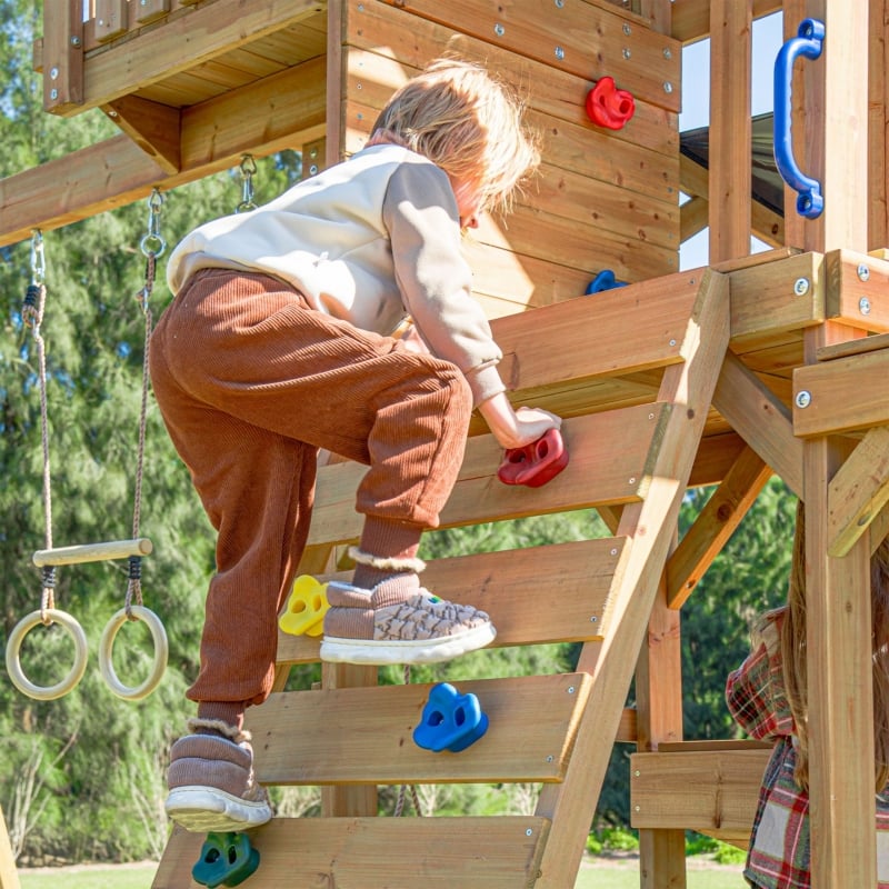AXI Mitch Play Tower - Duży Plac Zabaw Drewniany Zjeżdżalnia Huśtawki Ścianka Wspinaczkowa + Wieża