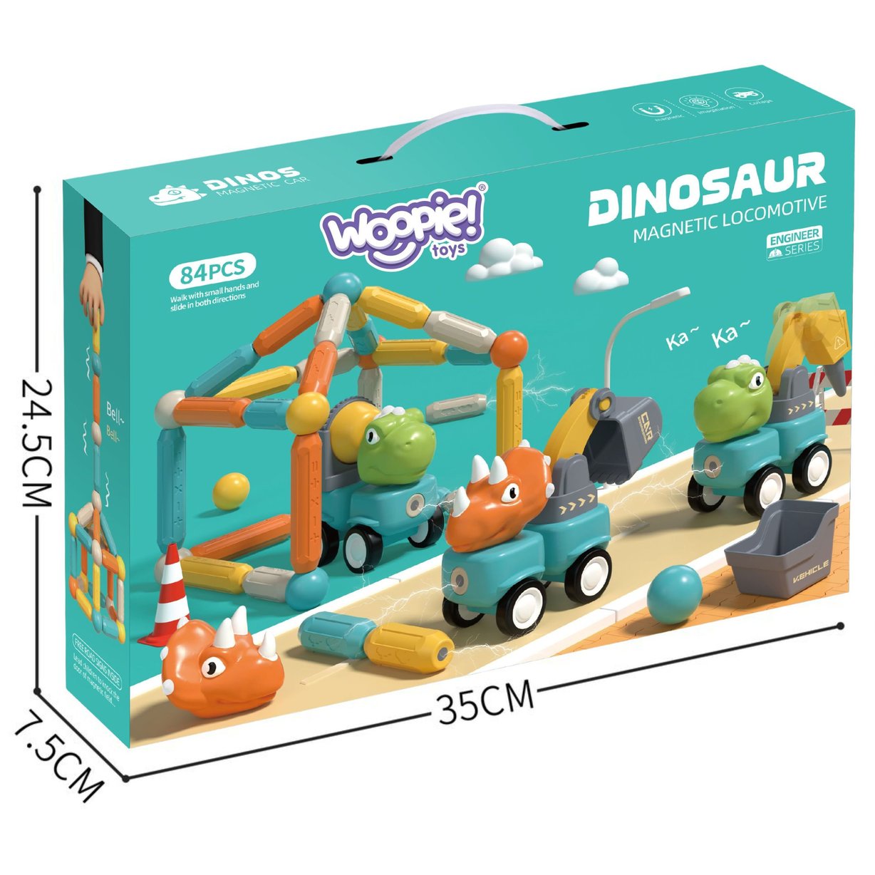 Klocki Magnetyczne Dinozaury Konstrukcyjne 84 el. WOOPIE – zdjęcie 29