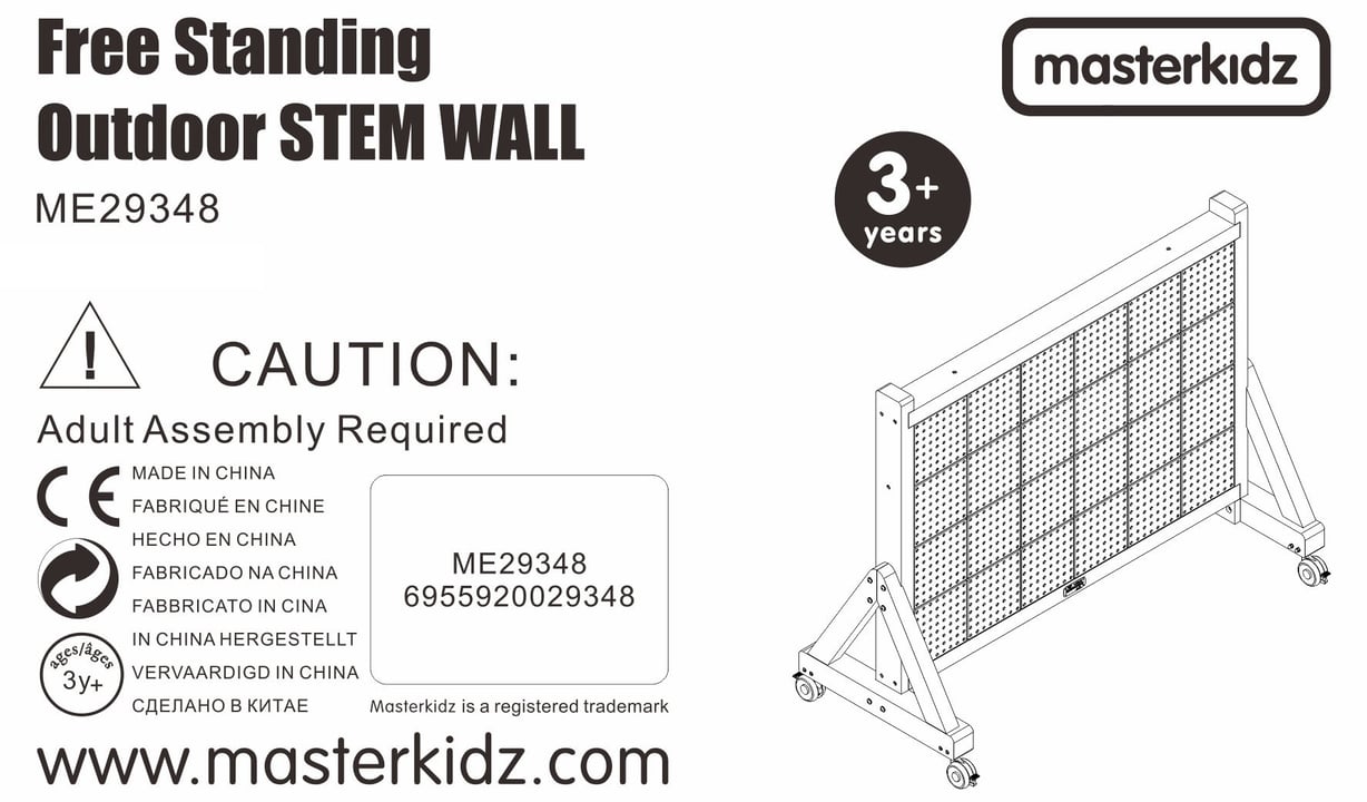 MASTERKIDZ Drewniana Ściana Tablica XXL Naukowa Kreatywna STEM WALL Outdoor