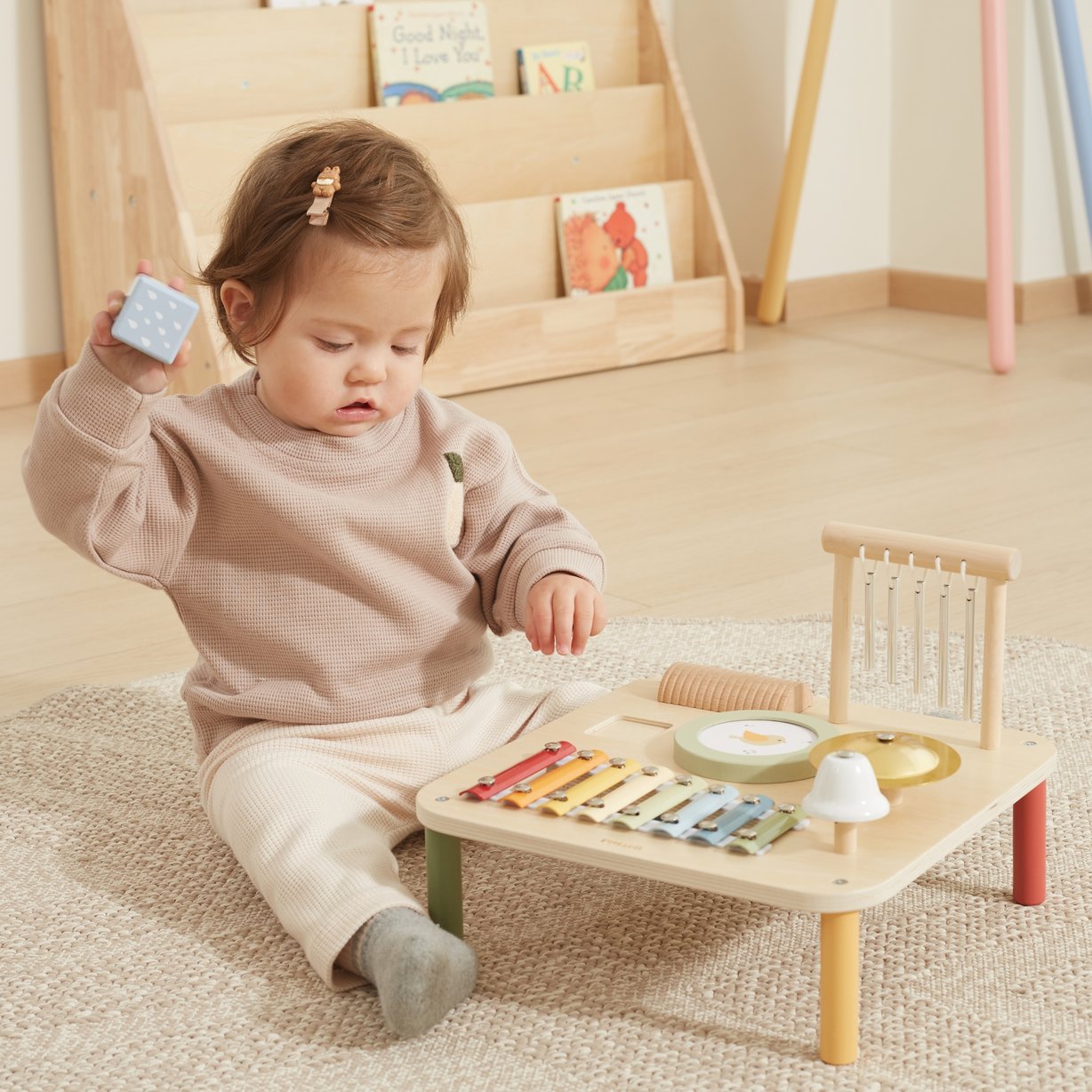 Viga Drewniany Stolik Edukacyjny Muzyczny Sensoryczny 7W1
