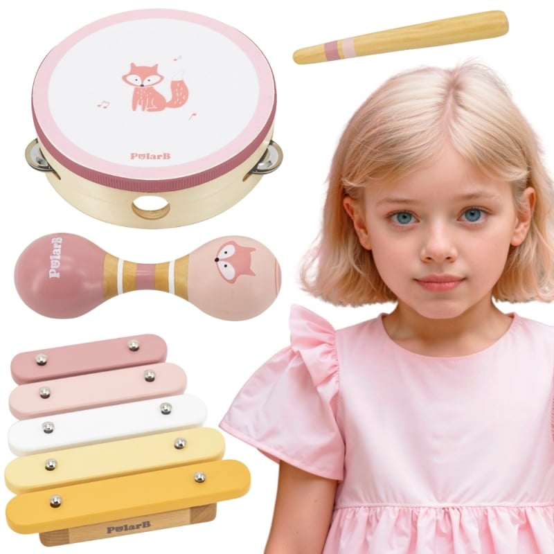 VIGA PolarB Zestaw Instrumentów Muzycznych dla Dzieci - Różowy