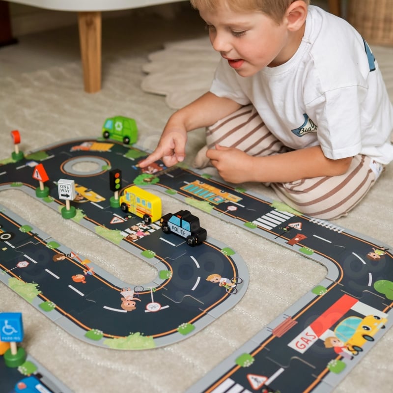 WOOPIE GREEN Droga Puzzle dla Dzieci Autostrada Makieta 21 el. Certyfikat FSC