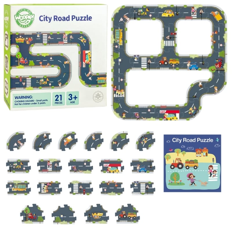 WOOPIE GREEN Droga Puzzle dla Dzieci Autostrada Makieta 21 el. Certyfikat FSC