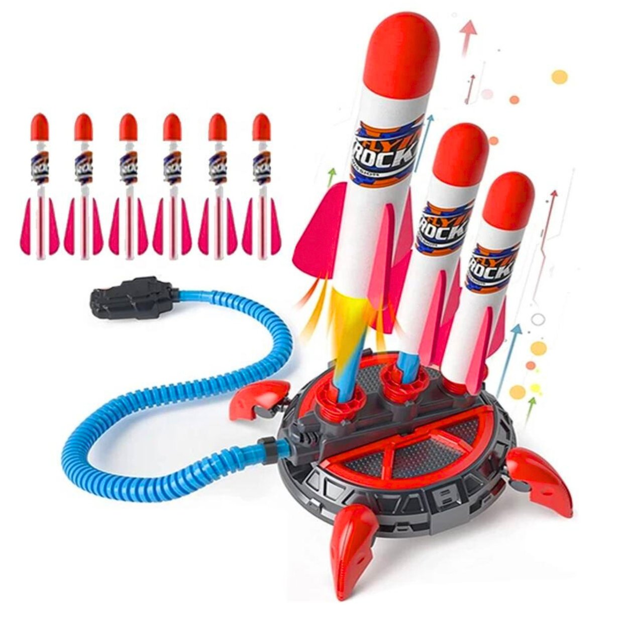 Wyrzutnia Rakiet Piankowych z Pompką Nożną Multiple Rocket 6 szt. WOOPIE