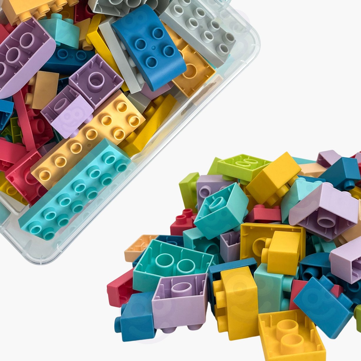 Miękkie Klocki Soft Blocks w Pudełku z Rączką 99 el. WOOPIE