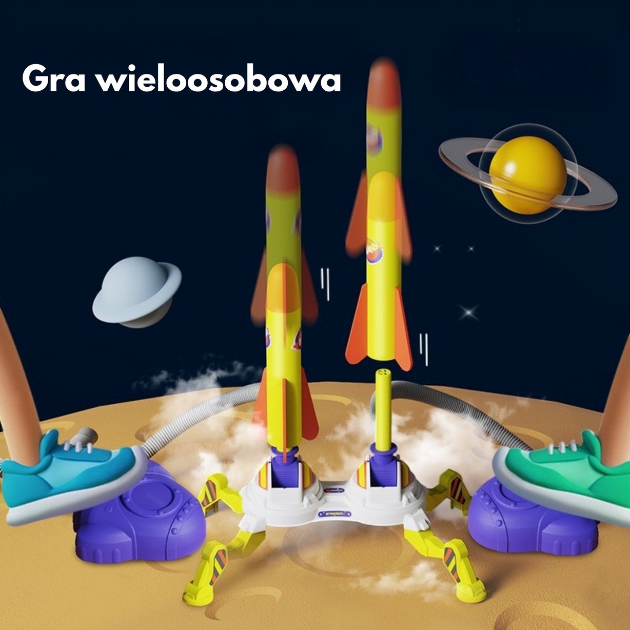 Podwójna Wyrzutnia Rakiet Piankowych z Pompkami Nożnymi 6 szt. WOOPIE