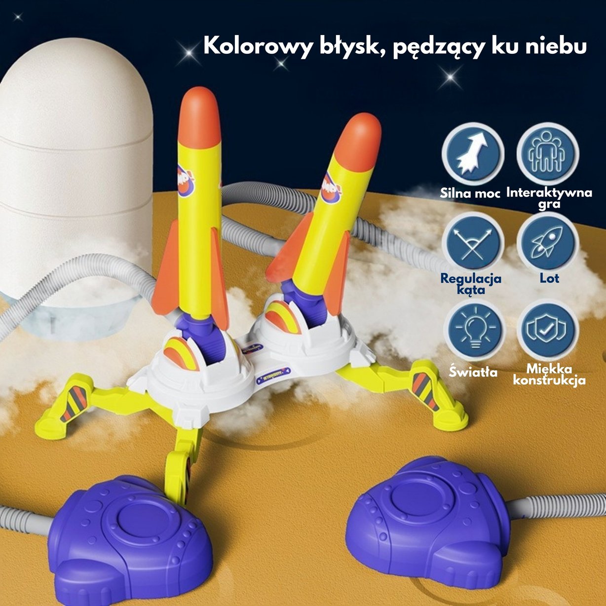 Podwójna Wyrzutnia Rakiet Piankowych z Pompkami Nożnymi 6 szt. WOOPIE