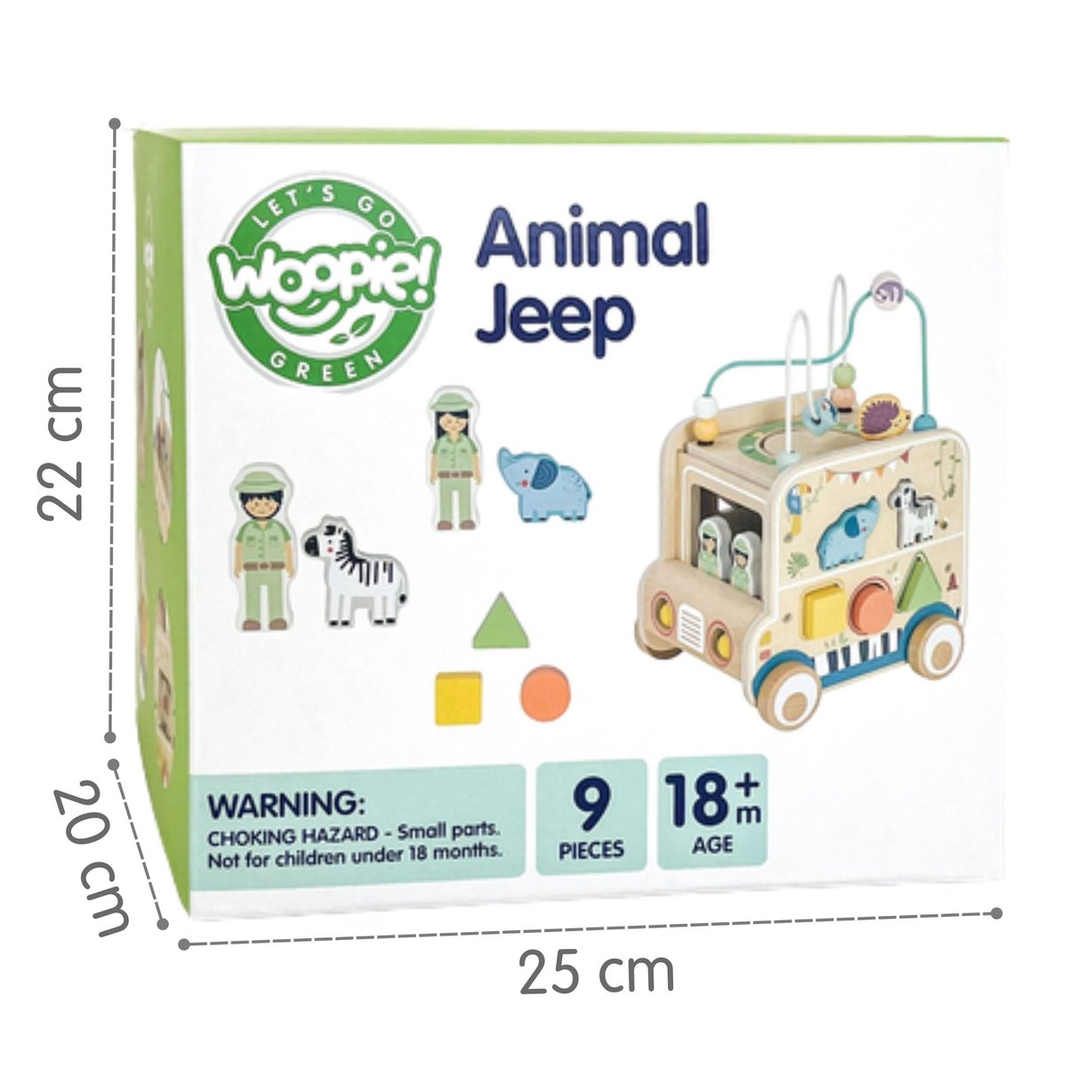 Drewniana Kostka Manipulacyjna Samochód Terenowy Safari FSC WOOPIE GREEN