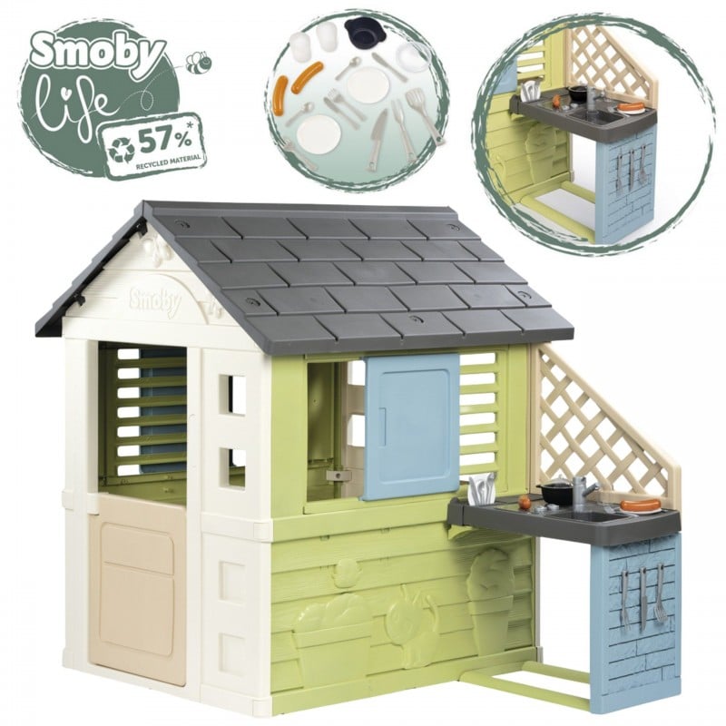 SMOBY Life Domek Ogrodowy PRETTY z Kuchnią + 17 Akcesoriów