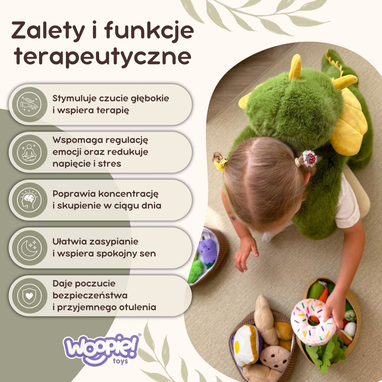 Pluszak Obciążeniowy Dinozaur Ciężkomiś 65 cm 1,5 kg WOOPIE