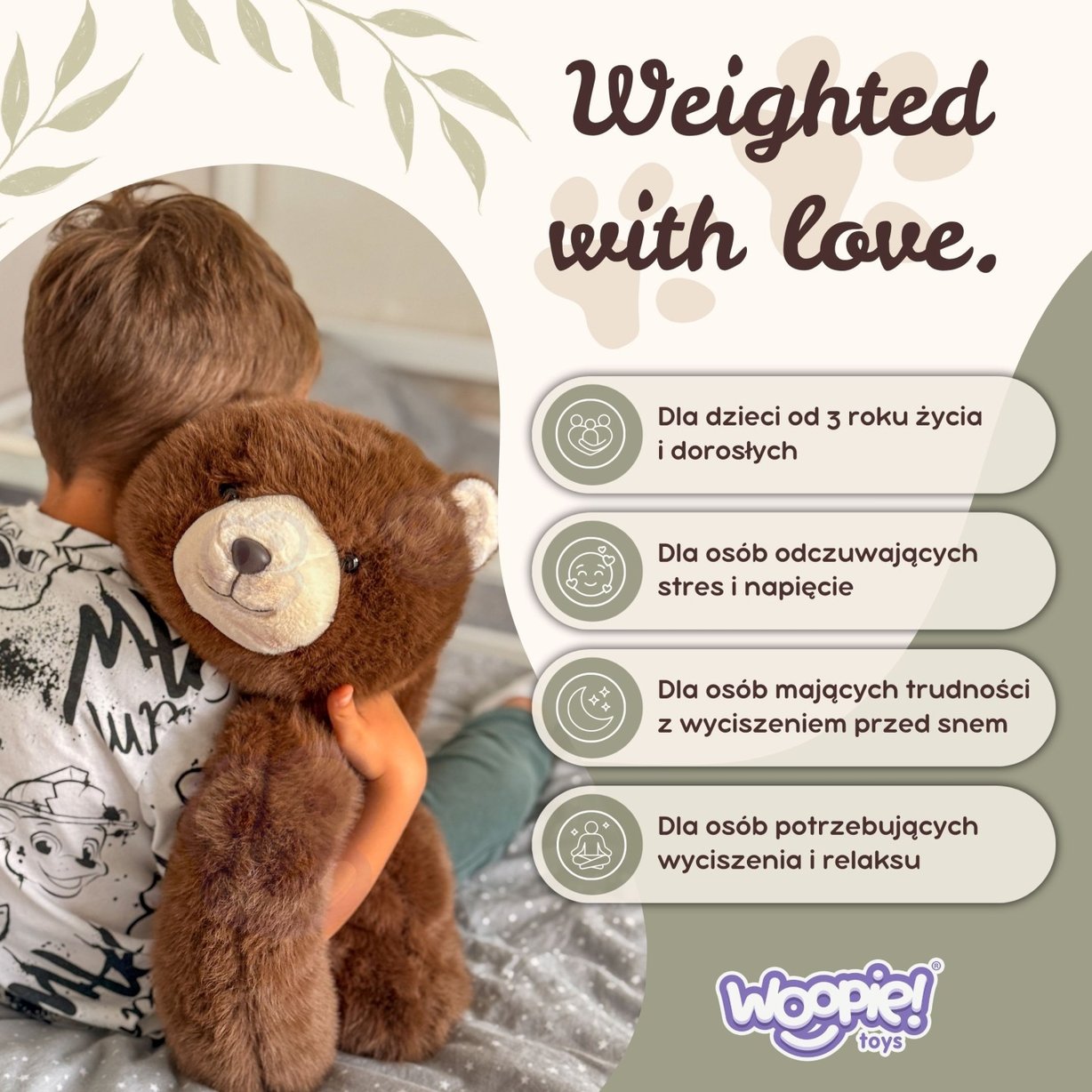 Pluszak Obciążeniowy Miś Niedźwiadek Ciężkomiś 65 cm 2,5 kg WOOPIE