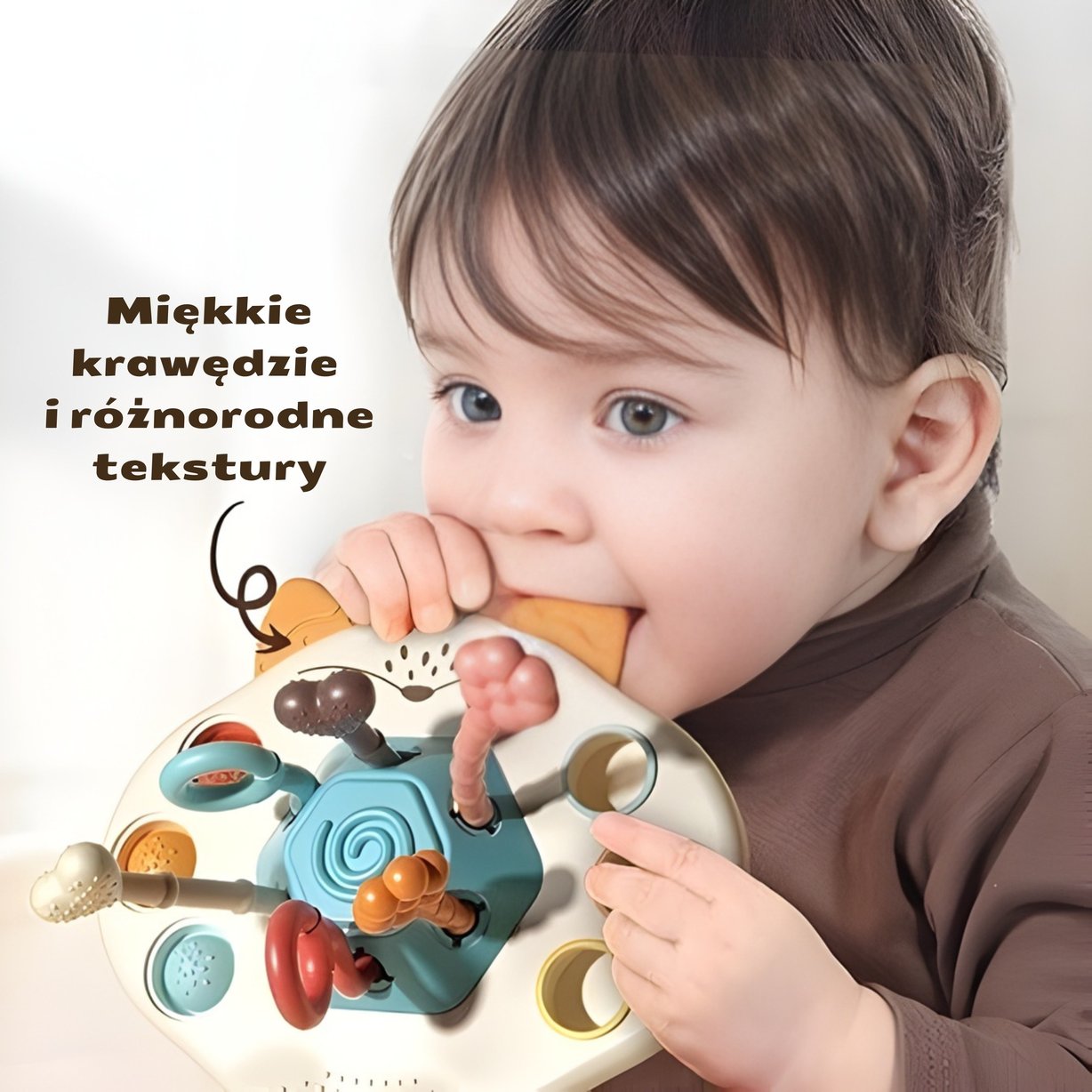 Zabawka Sensoryczna Montessori Gryzak Grzechotka Wielofunkcyjny Lis WOOPIE BABY – zdjęcie 7
