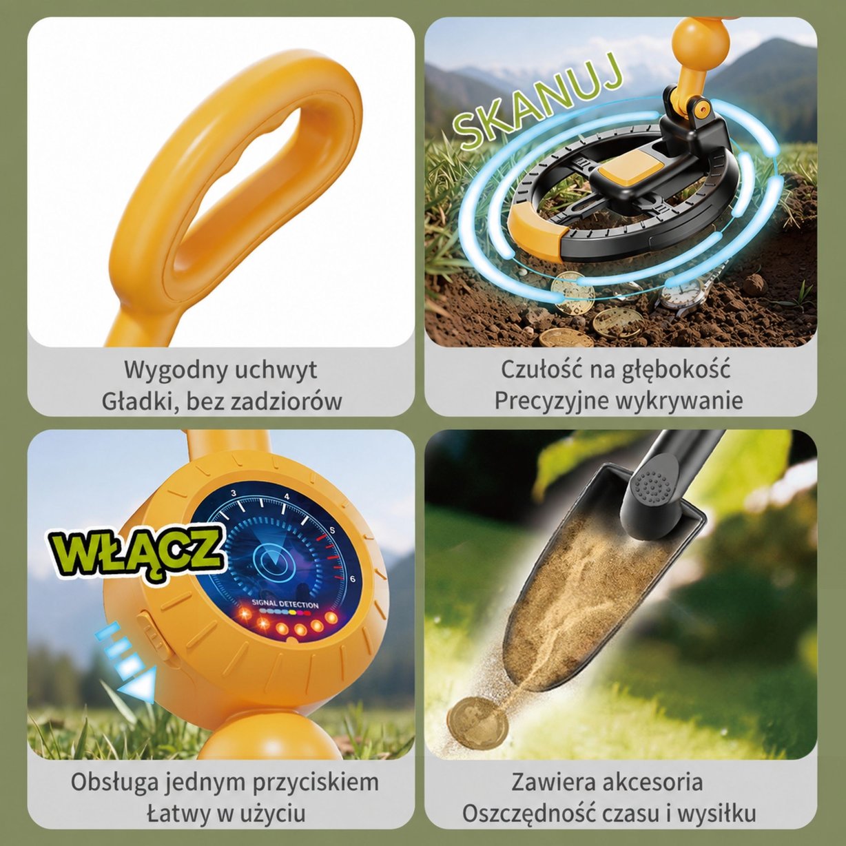 WOOPIE Wykrywacz Metali dla Dzieci Sonda Łopatka Skarb