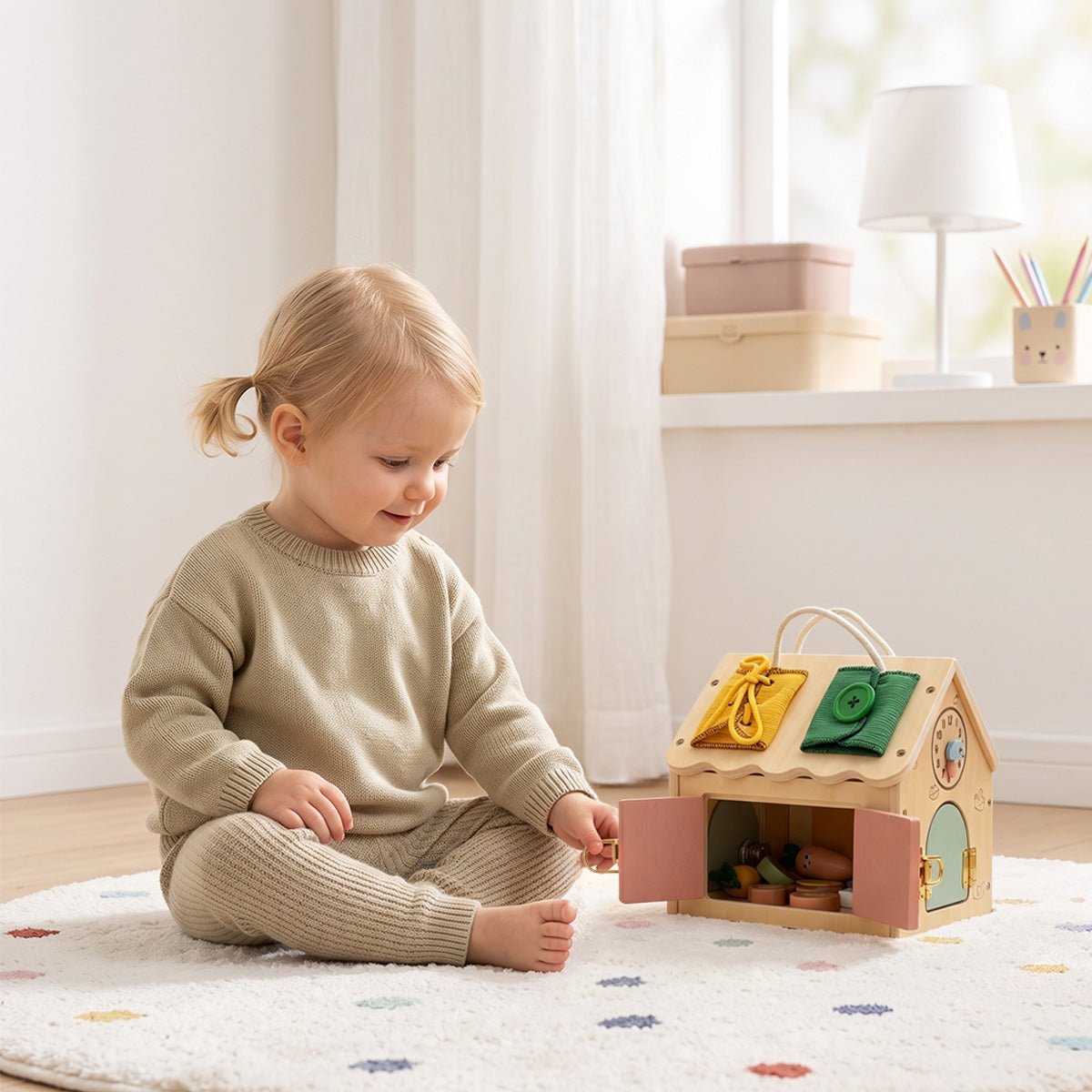 Drewniany Domek Manipulacyjny TOOKY TOY – zdjęcie 9