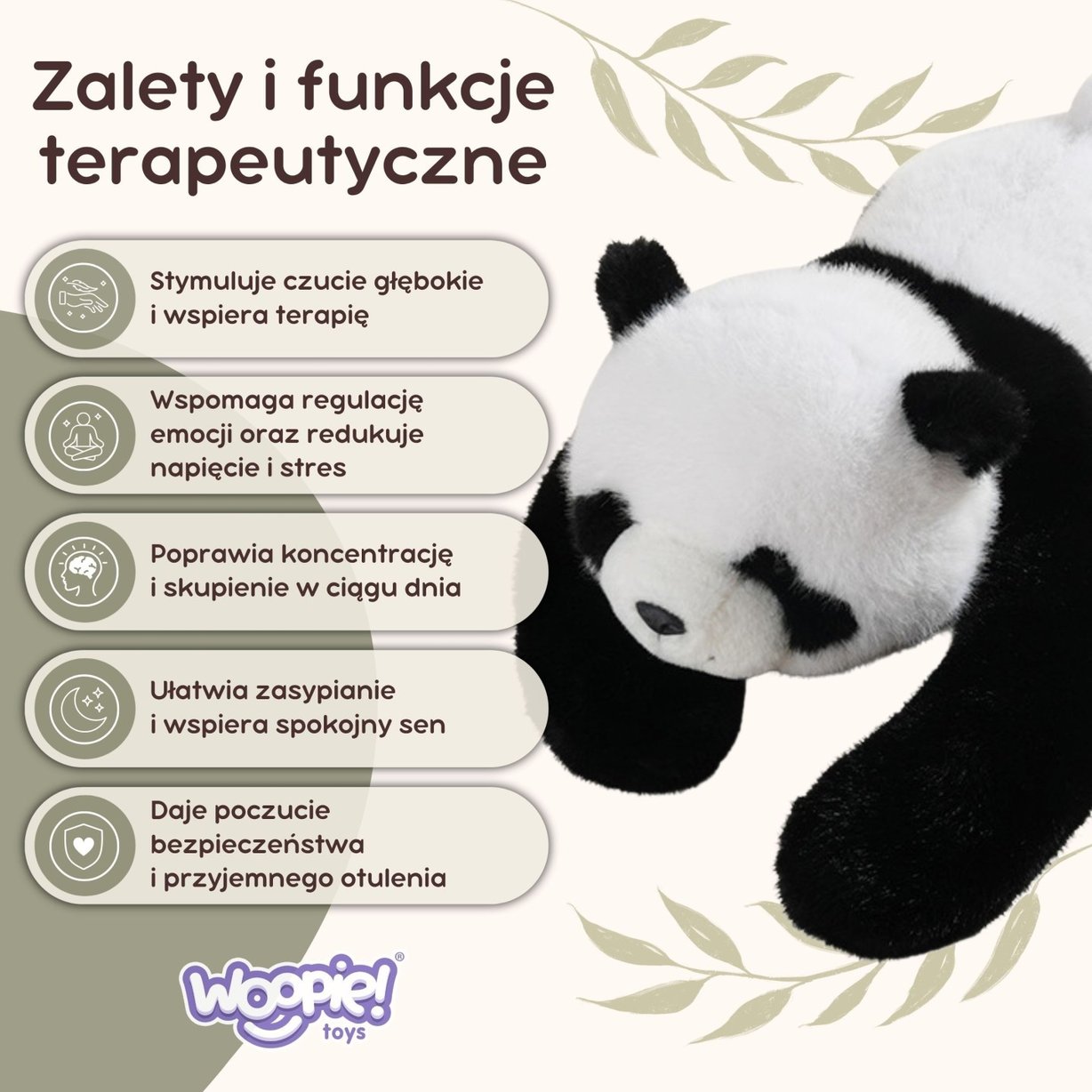 Pluszak Obciążeniowy Panda Ciężkomiś 65 cm 2,5 kg WOOPIE