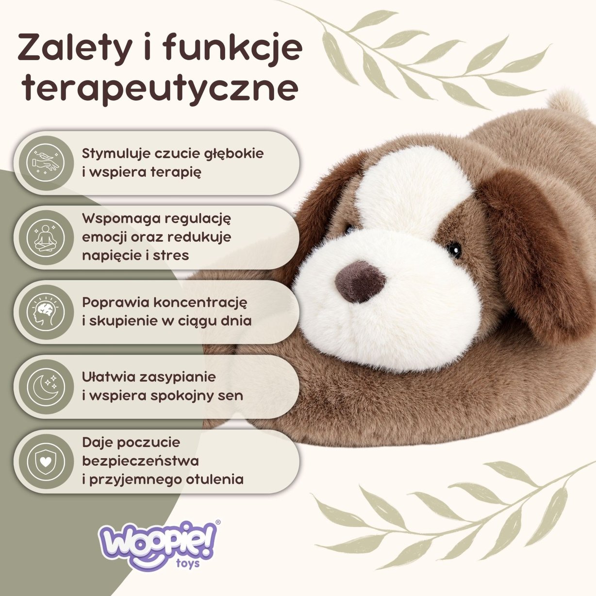 Pluszak Obciążeniowy Piesek Ciężkomiś 65 cm 2,5 kg WOOPIE