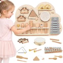 Drewniana Tablica Muzyczna Zestaw 12 Instrumentów Perkusyjnych VIGA - Zabawki dla dzieci