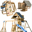Mitch Play Tower - Duży Plac Zabaw Drewniany Zjeżdżalnia Huśtawki Ścianka Wspinaczkowa + Wieża AXI - Zabawki dla dzieci
