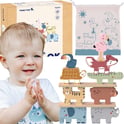 Drewniane Klocki Układanka Zwierzątka Montessori 9 el. TOOKY TOY - Zabawki dla dzieci