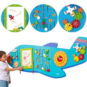 Sensoryczna Edukacyjna Tablica Drewniana Manipulacyjna Samolot Montessori VIGA
