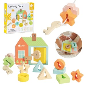 Drewniana Przeplatanka Klocki do Nawlekania Klucze i Drzwi Montessori 11 el. CLASSIC WORLD