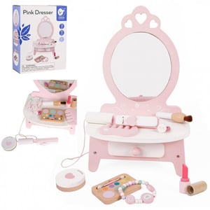 Drewniana Toaletka dla Dziewczynki z Lustrem + Prostownica 11 akc CLASSIC WORLD