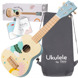 Drewniane Ukulele Gitara dla Dzieci Niebieskie CLASSIC WORLD