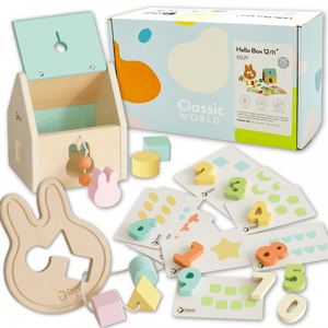 Pastelowy Zestaw dla Niemowląt Box Pierwsze Zabawki do Nauki od 12 do 18 miesiąca CLASSIC WORLD