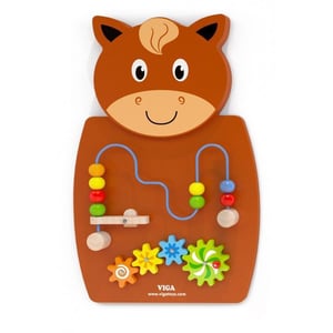 Drewniana Gra z Przeplatanką i Kołami Zębatymi Koń Montessori VIGA Toys