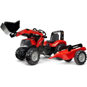 Traktor Case na Pedały z Łyżką i Przyczepką Czerwony od 3 Lat FALK