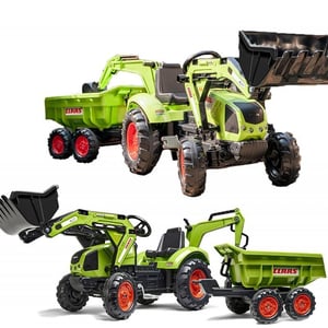 Traktor CLAAS AVEC Zielony na Pedały z Przyczepką od 3 Lat FALK