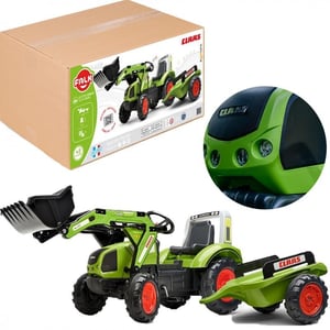 Traktor na Pedały z Łyżką i Przyczepką Zielony CLAAS od 3 Lat FALK
