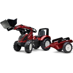 Traktor Valtra Bordowy na Pedały z Przyczepką i Łyżką od 3 Lat FALK