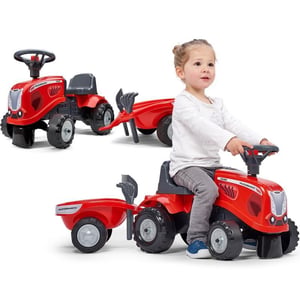 Traktorek Baby Mac Cormick Czerwony z Przyczepką + akc. od 1 roku FALK