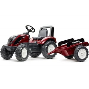 Traktorek Czerwony Valtra S4 na Pedały z Przyczepką od 3 Lat FALK